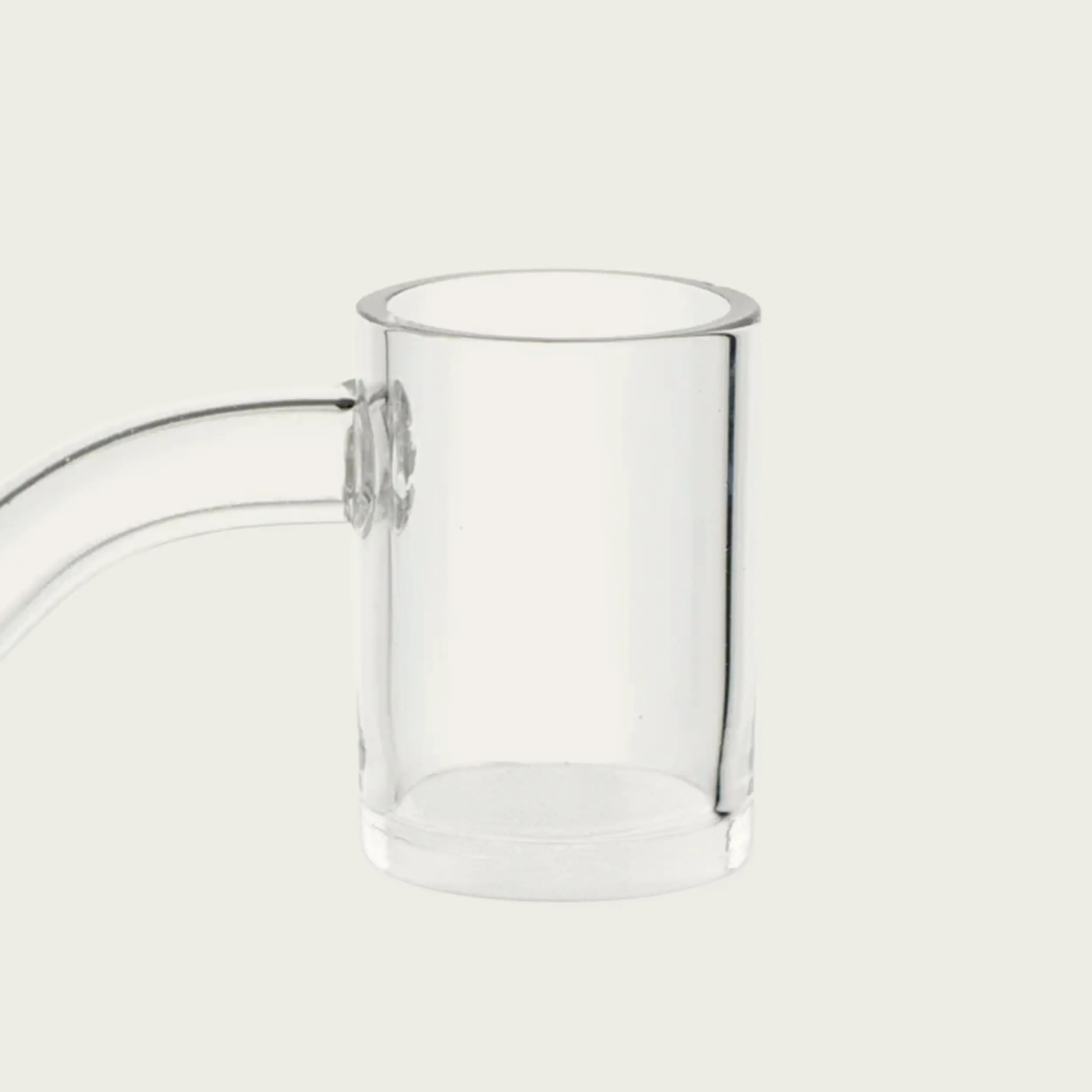 Close-up of 10mm quartz banger, showcasing precision craftsmanship and heat retention