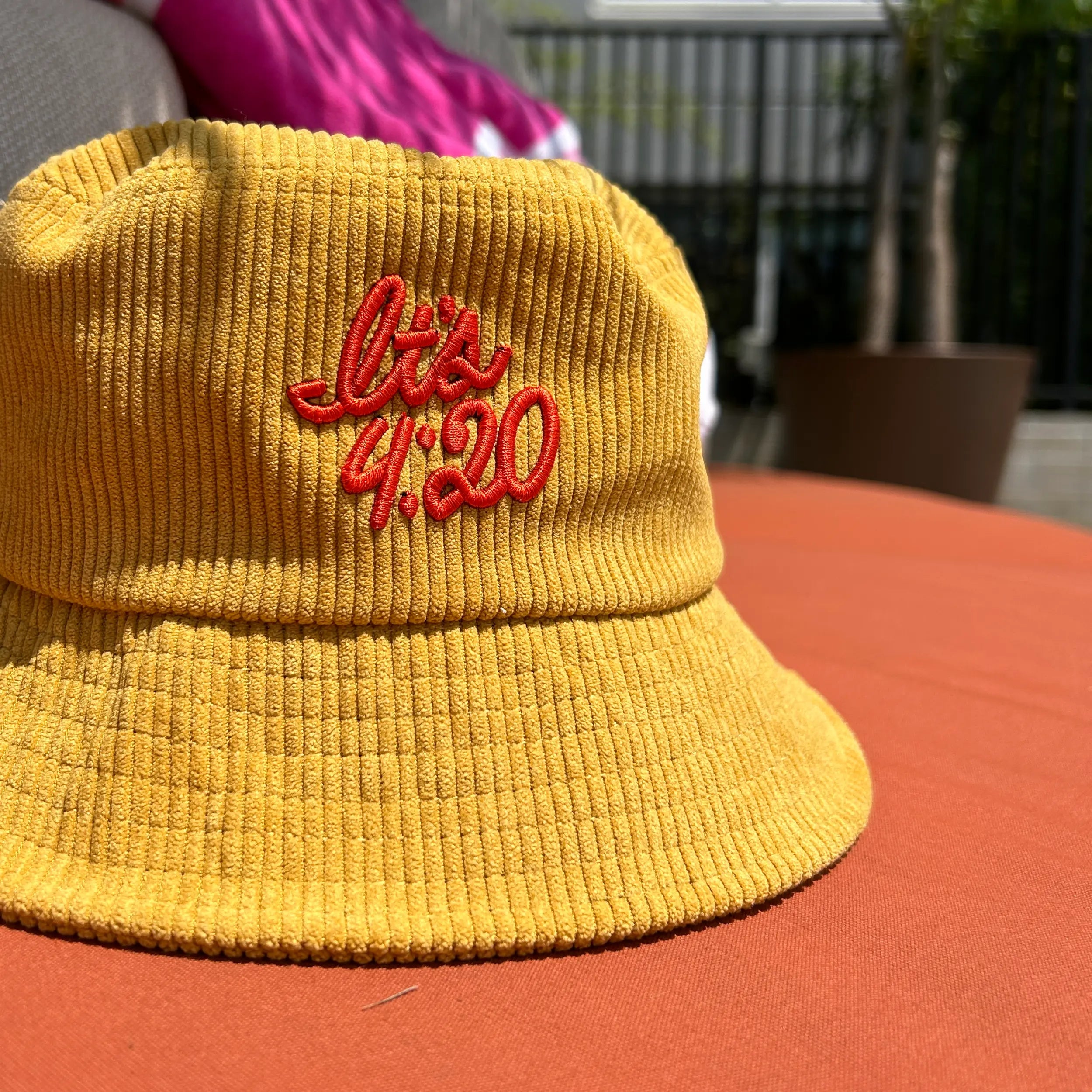 It’s 420 embroidered corduroy bucket hat by Session Goods – stylish and perfect for laid-back vibes