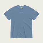 Faded blue comfort t-shirt by Session Goods with ‘do nothing’ embroidered on the chest – soft, laid-back everyday wear.