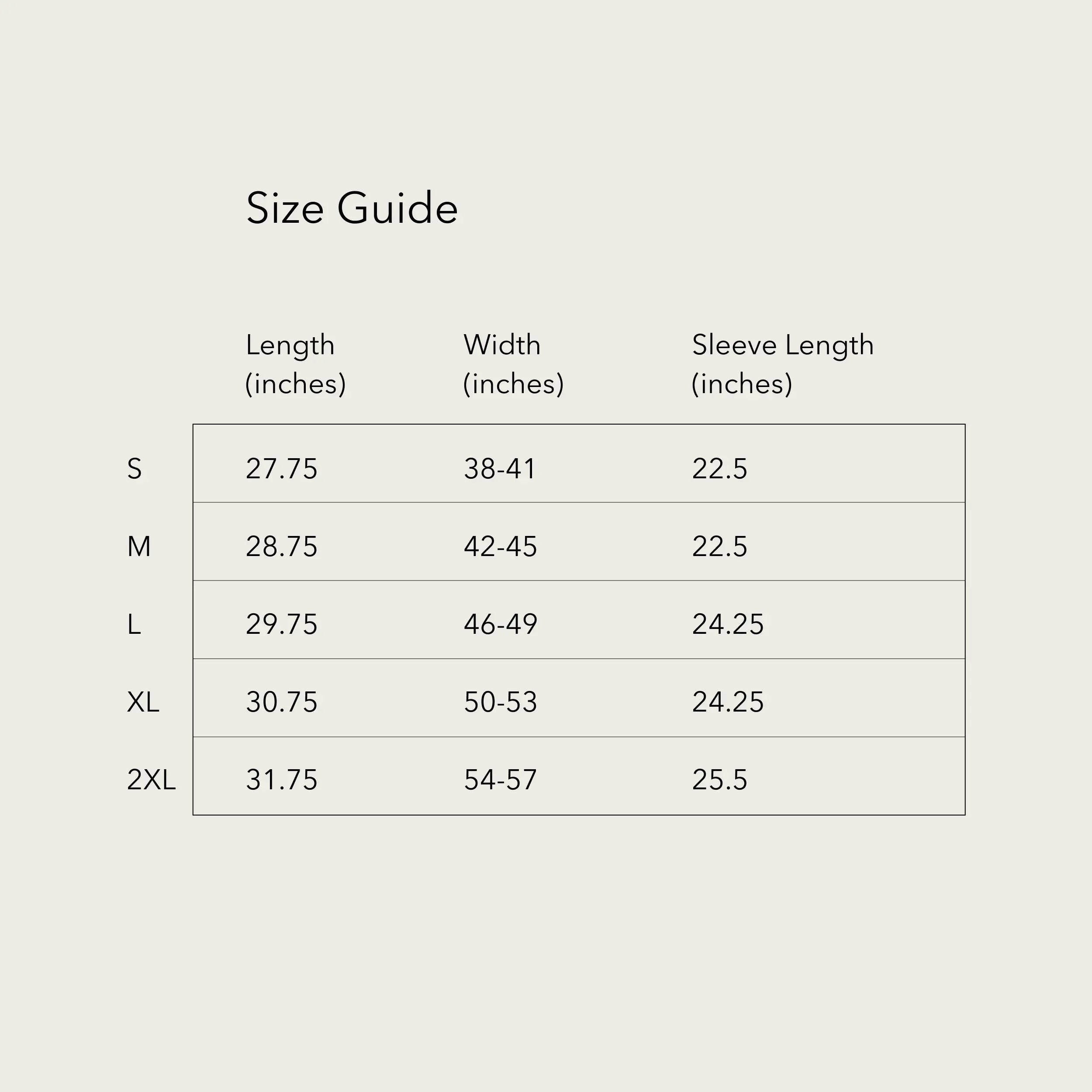 Size Guide Normform Hoodie
