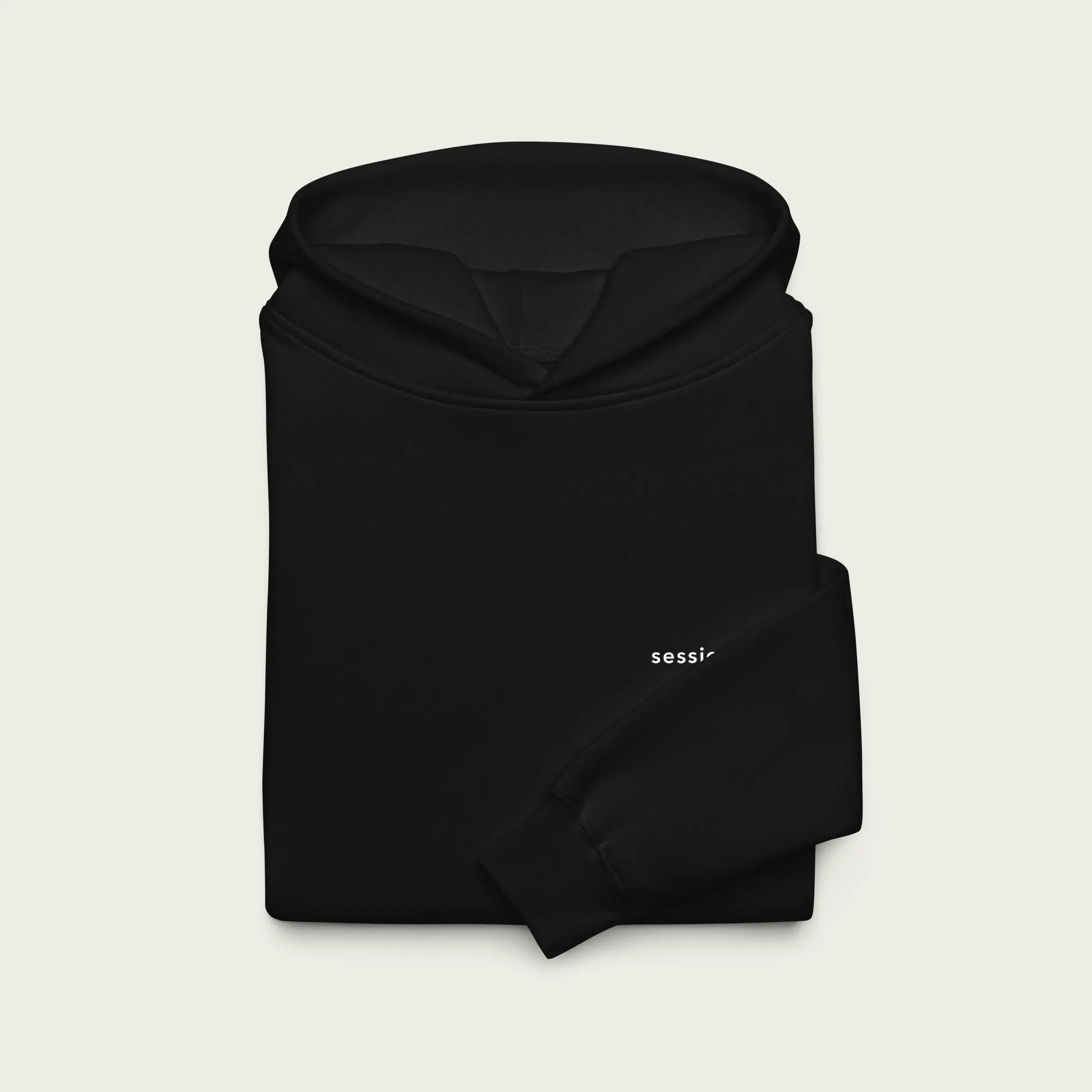 Black Session Goods Hoodie featuring a clean wordmark logo on the chest.