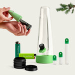 Discover festive vibes with our Holiday Bundle: Celery Green Bong, Desire Green Pipe, Stash Kit, and our glass cleaning kit