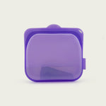 Close-up of purple and blue silicone cleaning pouches from Session Goods, designed for durability and convenience.