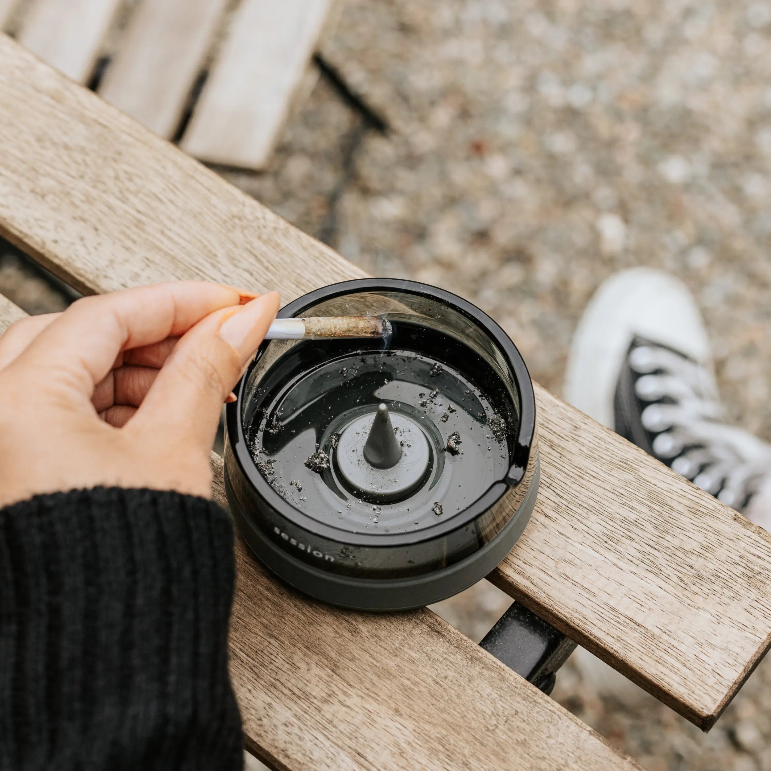 Stylish black Session Goods ashtray with sleek design