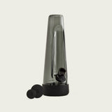 Profile view of the Ash black Session Designer Bong , showing the assembled bong with protective silicone base.