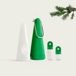Winter Festival Kit featuring a Cloud Pipe with a Desire green silicone sleeve and matching stash pods.