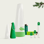 Winter Ultimate Bundle featuring a designer Cloud Bong and pipe with green silicone, matching lighters, and stash kit.