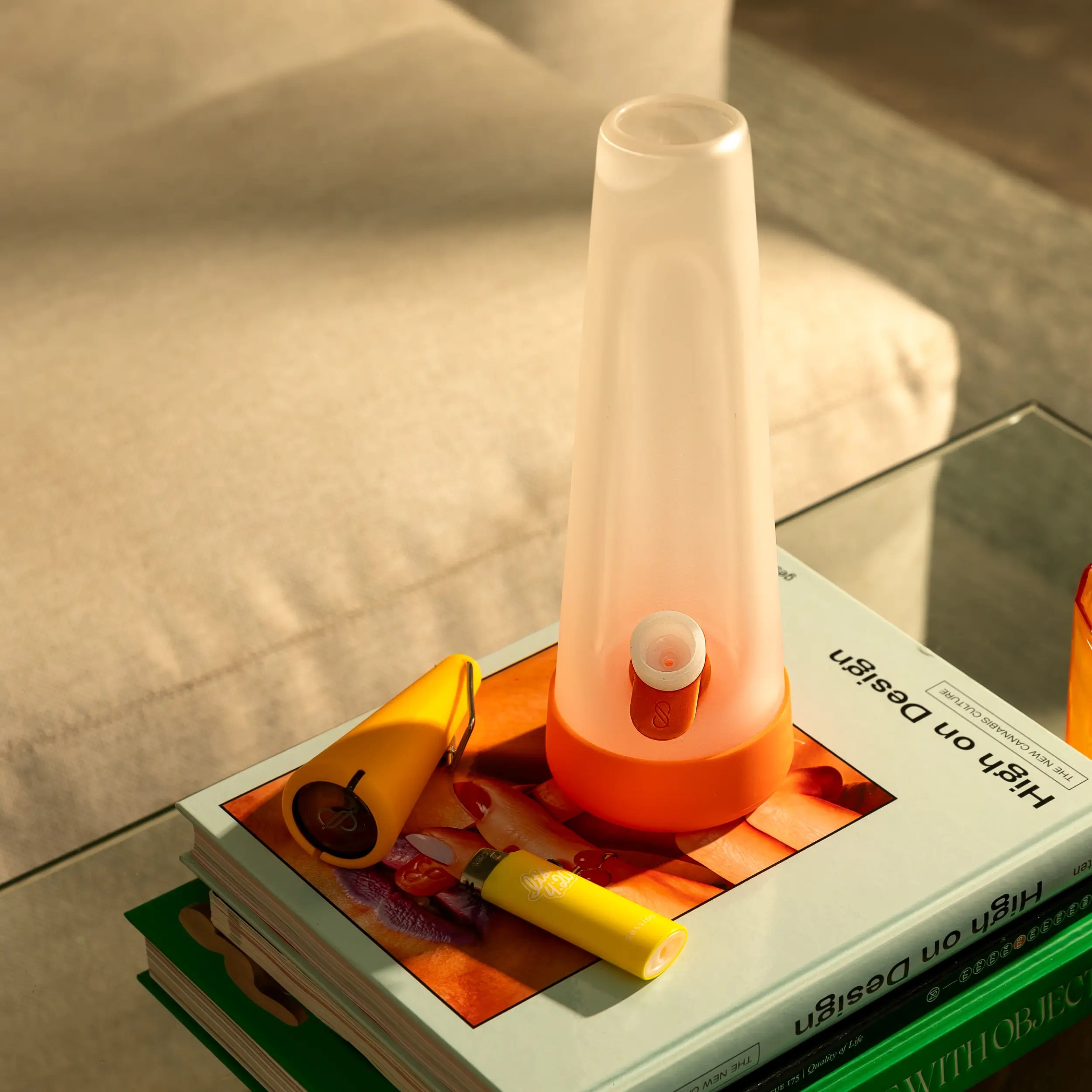 Limited-edition Harvest Designer Bong with vibrant orange and yellow silicone, perfect for Halloween.