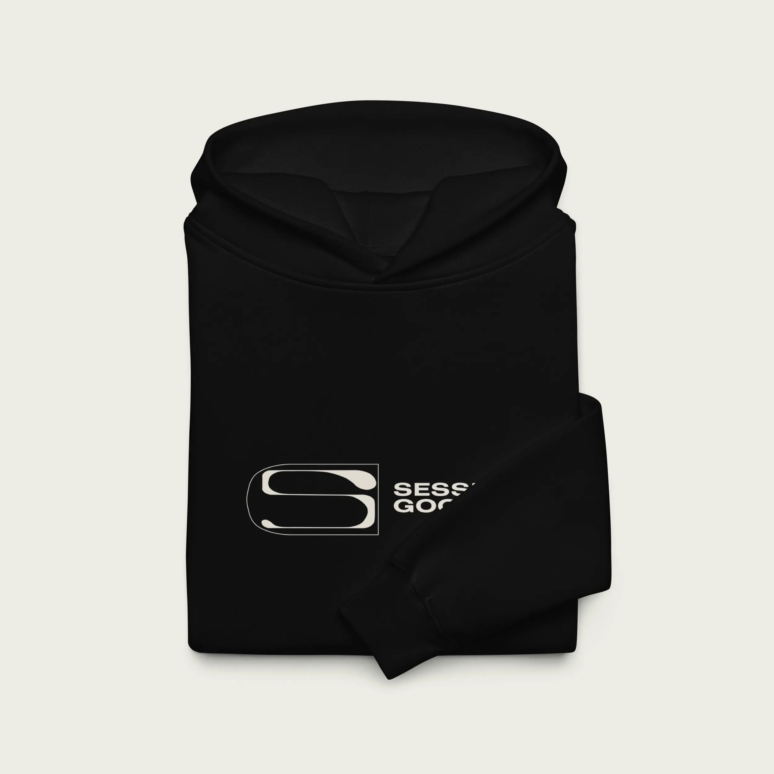 Black sleeveless hoodie with a Normform logo on a light gray background