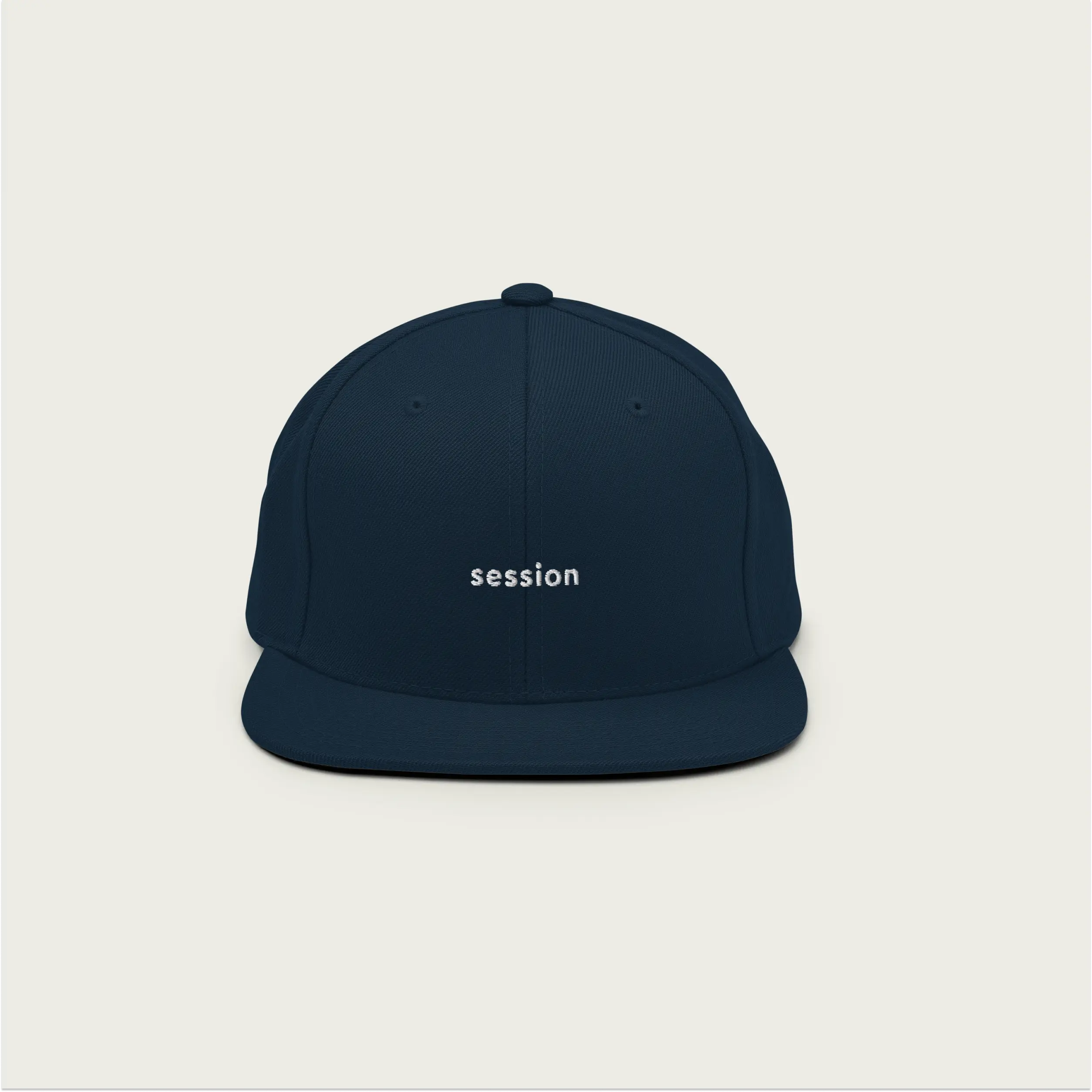 Session Goods Classic Snapback Hat – Elevate your style with the timeless Session wordmark embroidered on the front.