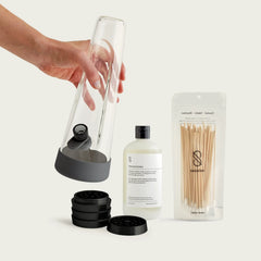 Starter bundle with charcoal bong, ashtray and cleaning kit.